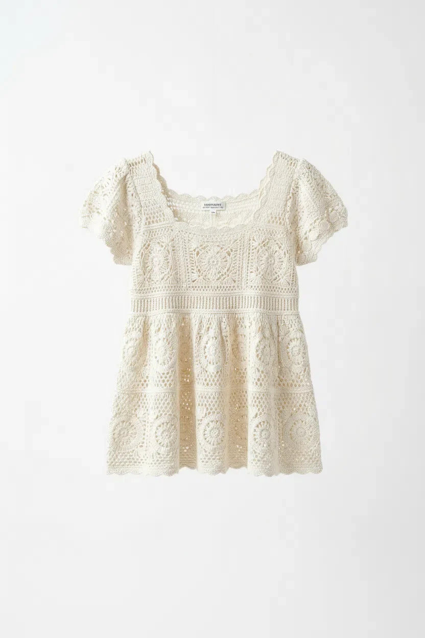 Babydoll Crochet Top hanger view