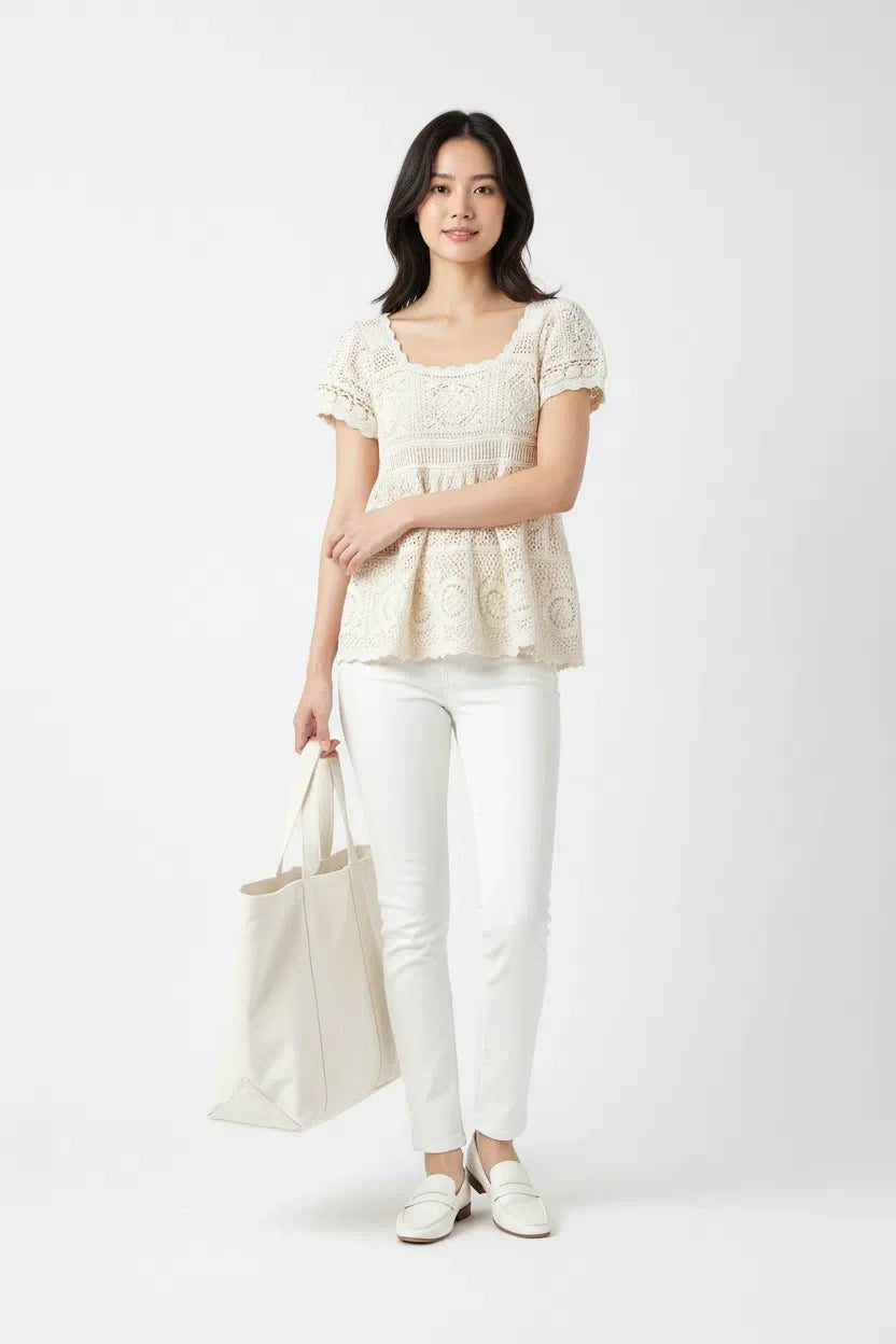 Crochet Fringe Mini Dress styled look