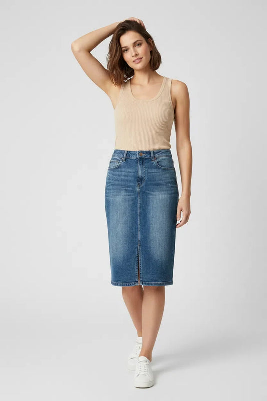 Denim Pencil Skirt front view