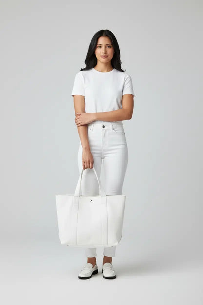 Essential White Top styled front view