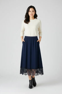 Lace Trim Midi Skirt