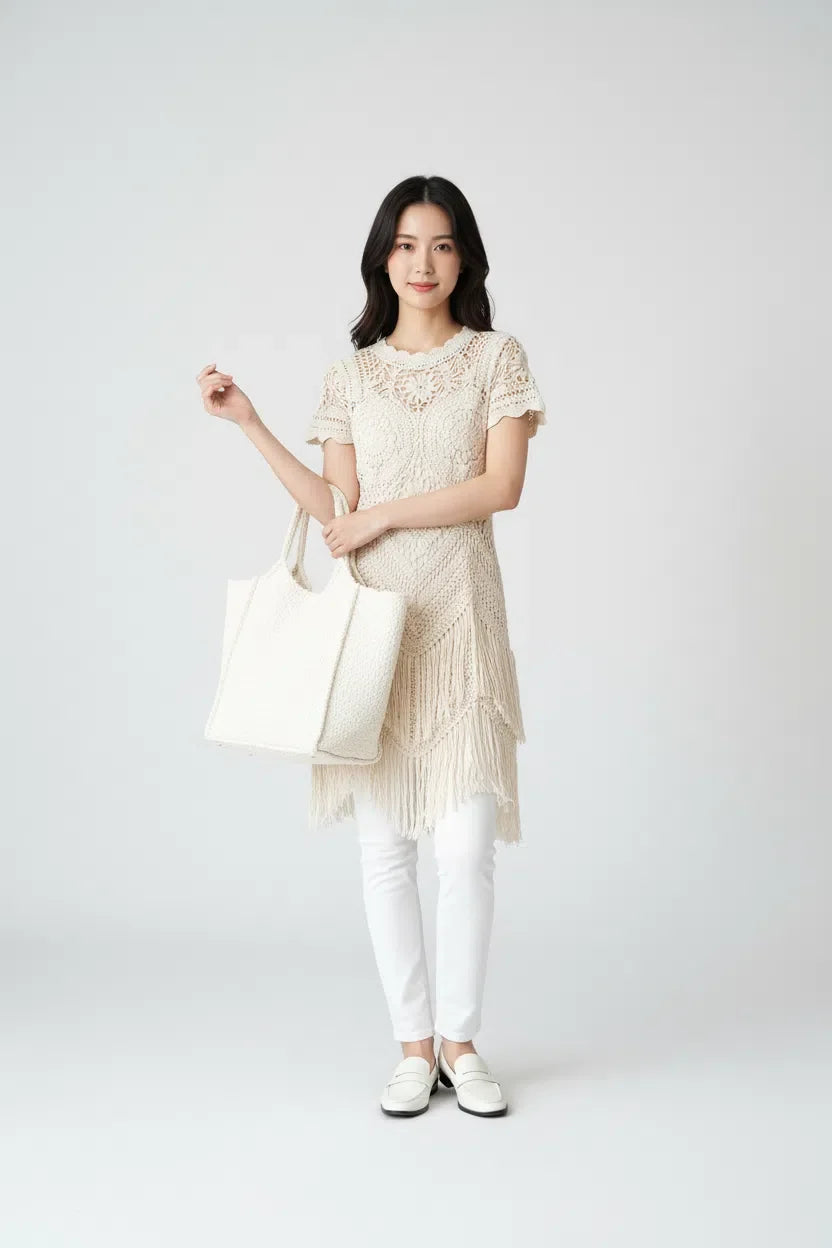 Lace Trim Midi Skirt side view