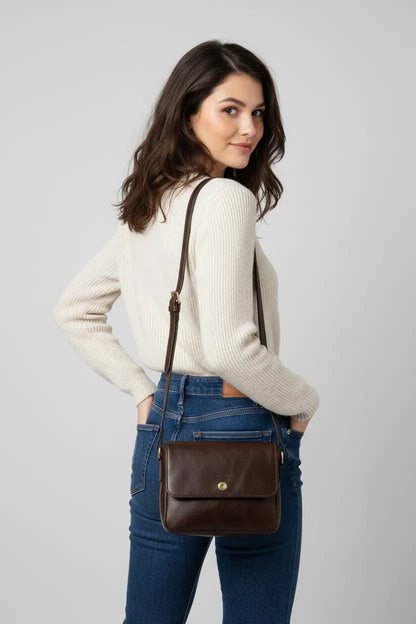 Leather Crossbody Bag styled back view