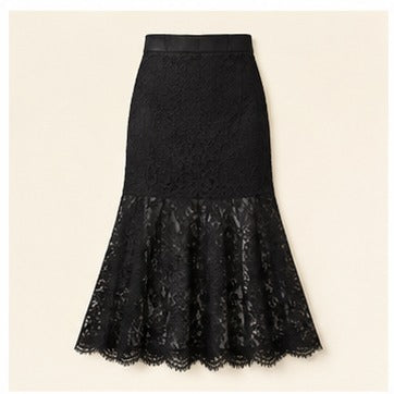 Lace-Trim Satin Midi Skirt — temporary concept image