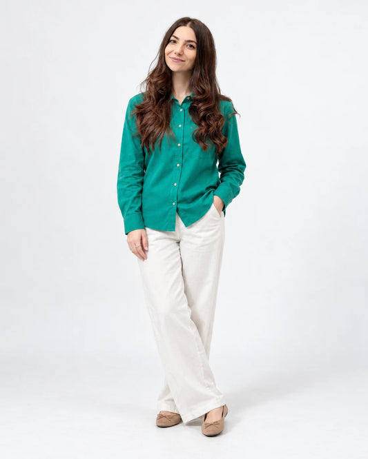 Minimal Poplin Shirt — Teal Green — ANI studio-color