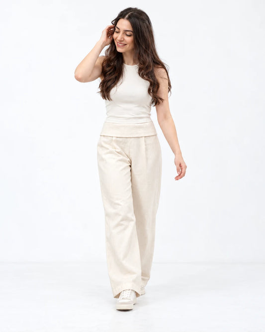 Relaxed Straight-Leg Trouser — Off-White — ANI styled