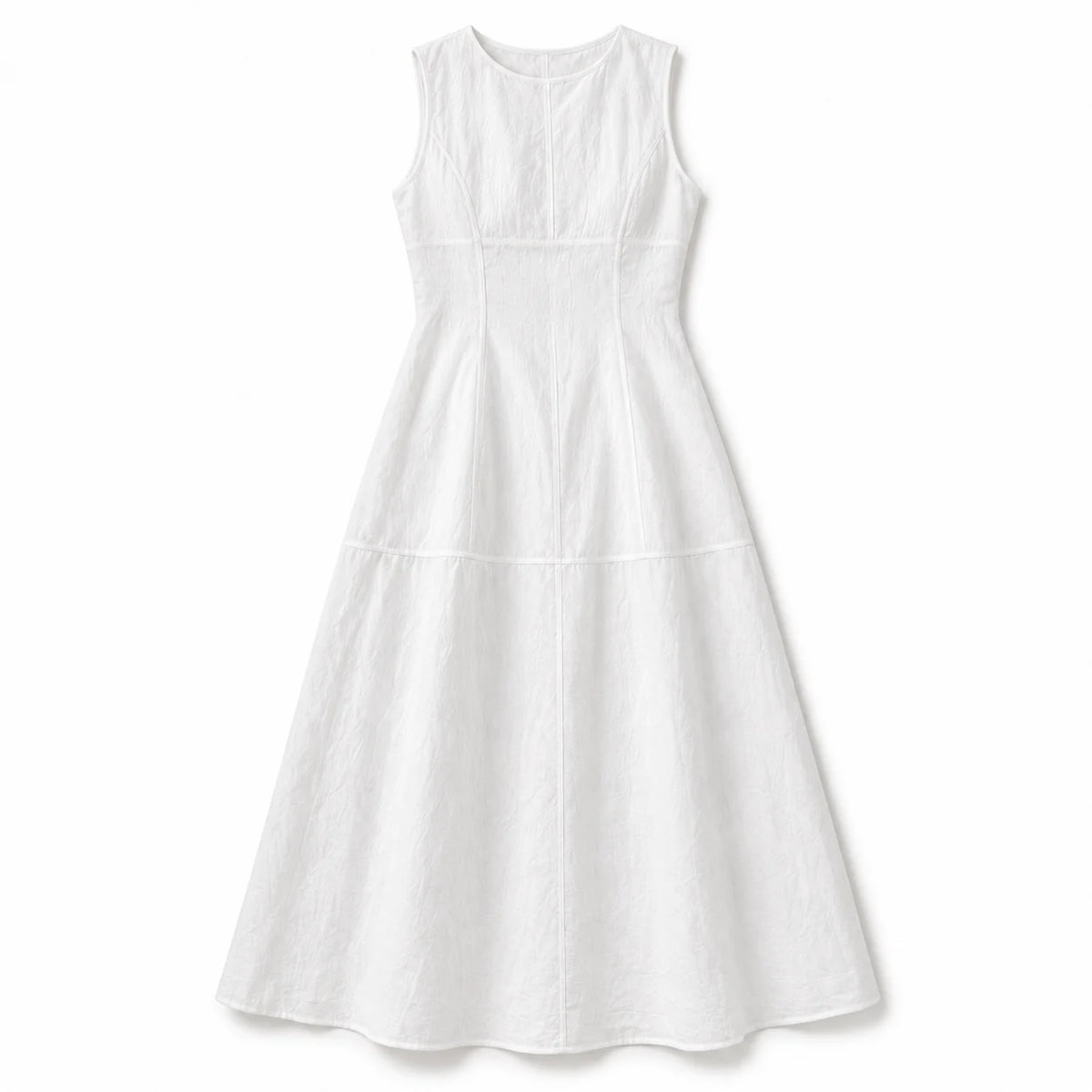 A-Line Midi Dress — White — product; AI reference visualization