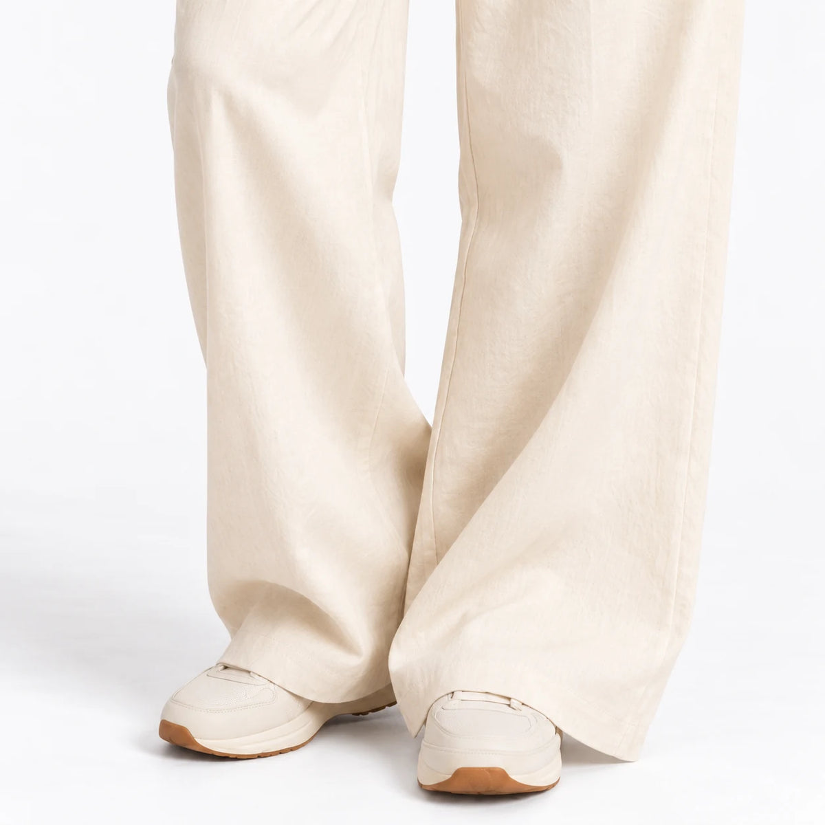 Relaxed Straight-Leg Trouser — Off-White — detail; AI reference visualization