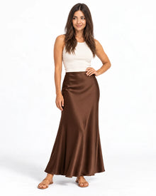 Clean Bias Satin Maxi Skirt