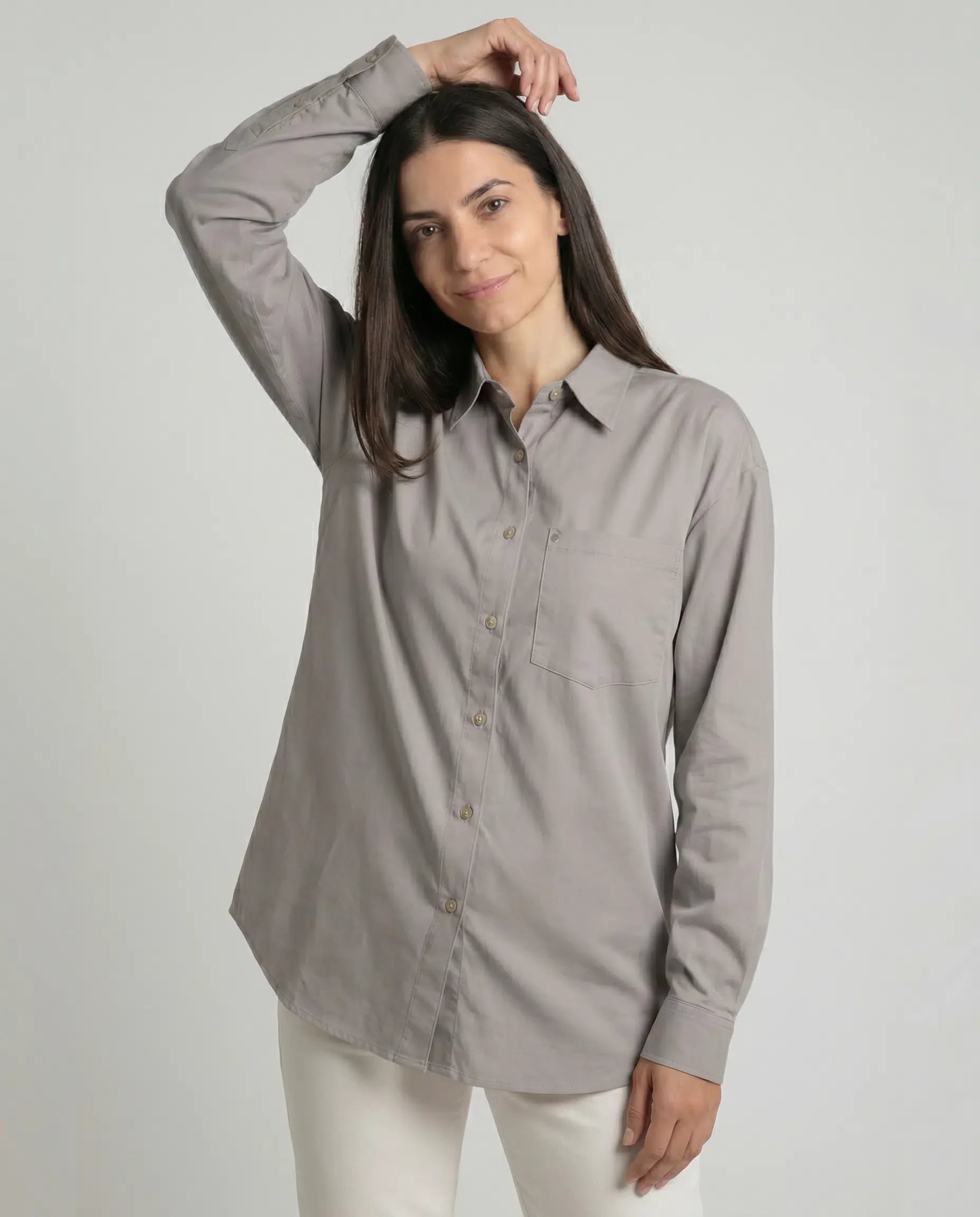 Poplin Shirt in dove grey