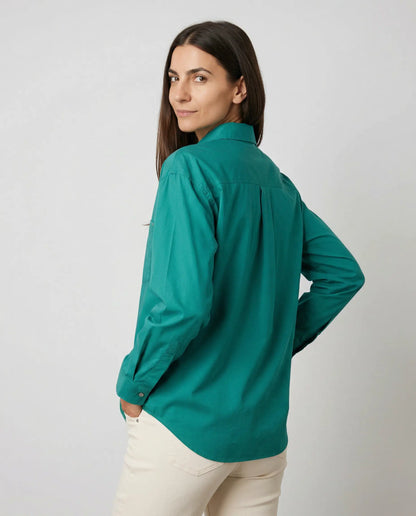 Poplin Shirt in green back view