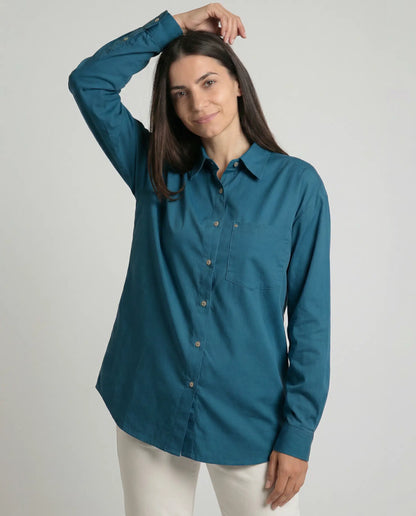 Poplin Shirt in teal blue