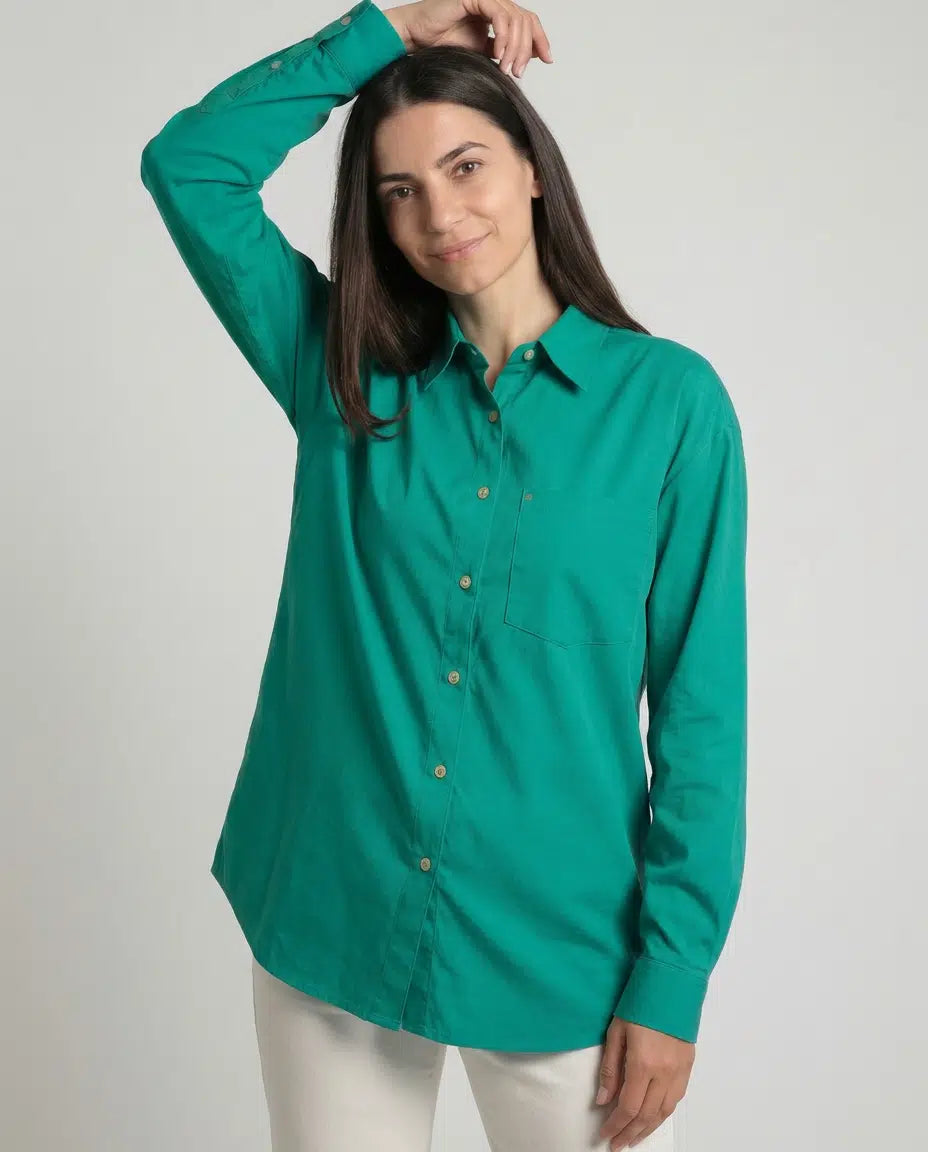 Poplin Shirt in teal green