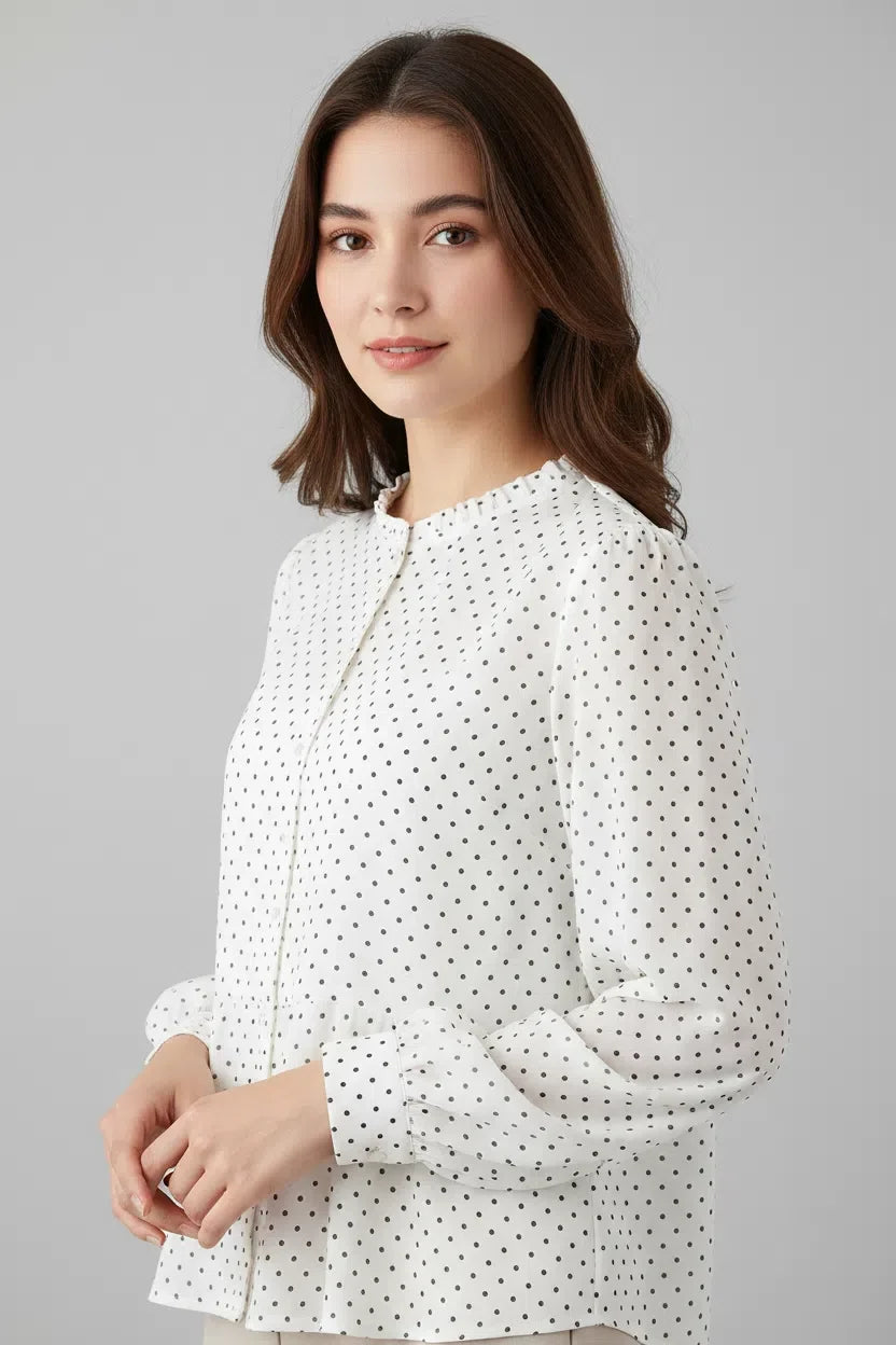 Sheer Polka Dot Blouse angled view