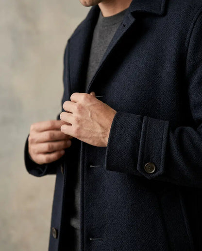 Statement Leather-Trim Coat detail