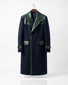 Statement Leather-Trim Coat