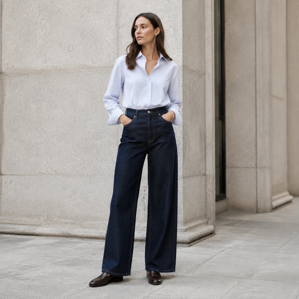 Dark Indigo Wide-Leg Jean