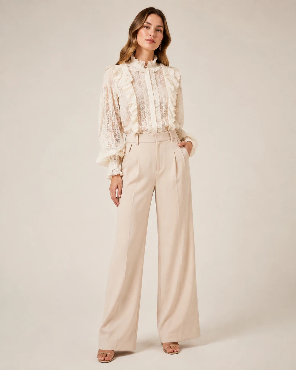 Romantic Lace Ruffle Blouse