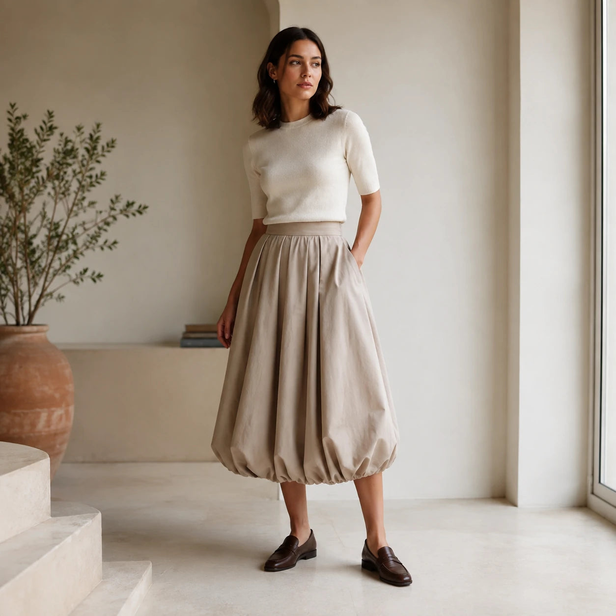 Bubble-Hem Skirt