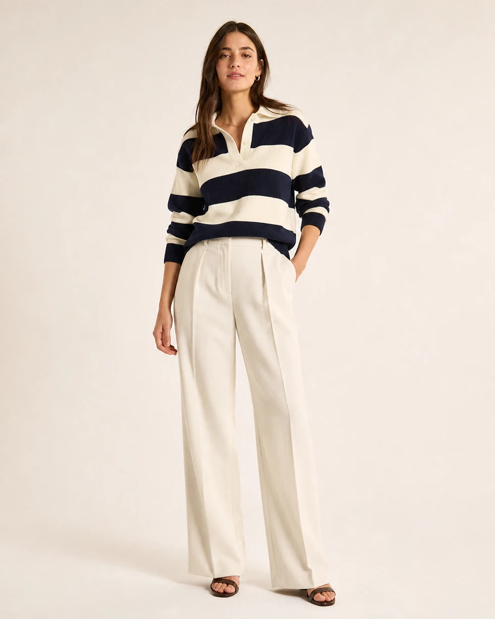 Striped Knit Rugby Polo