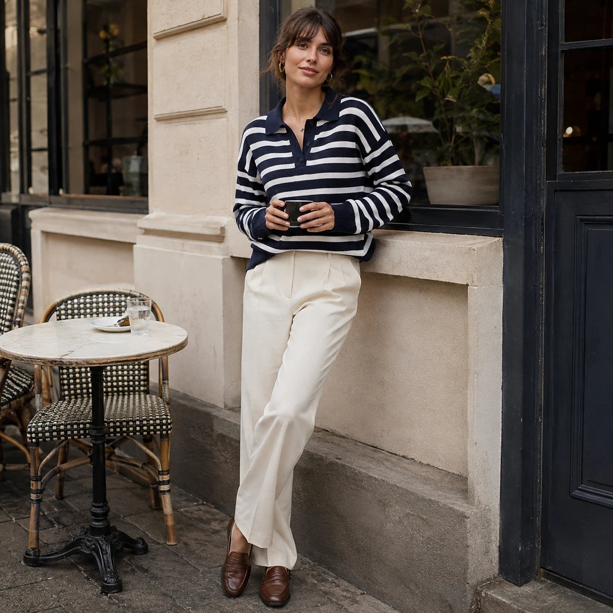 Striped Knit Rugby Polo